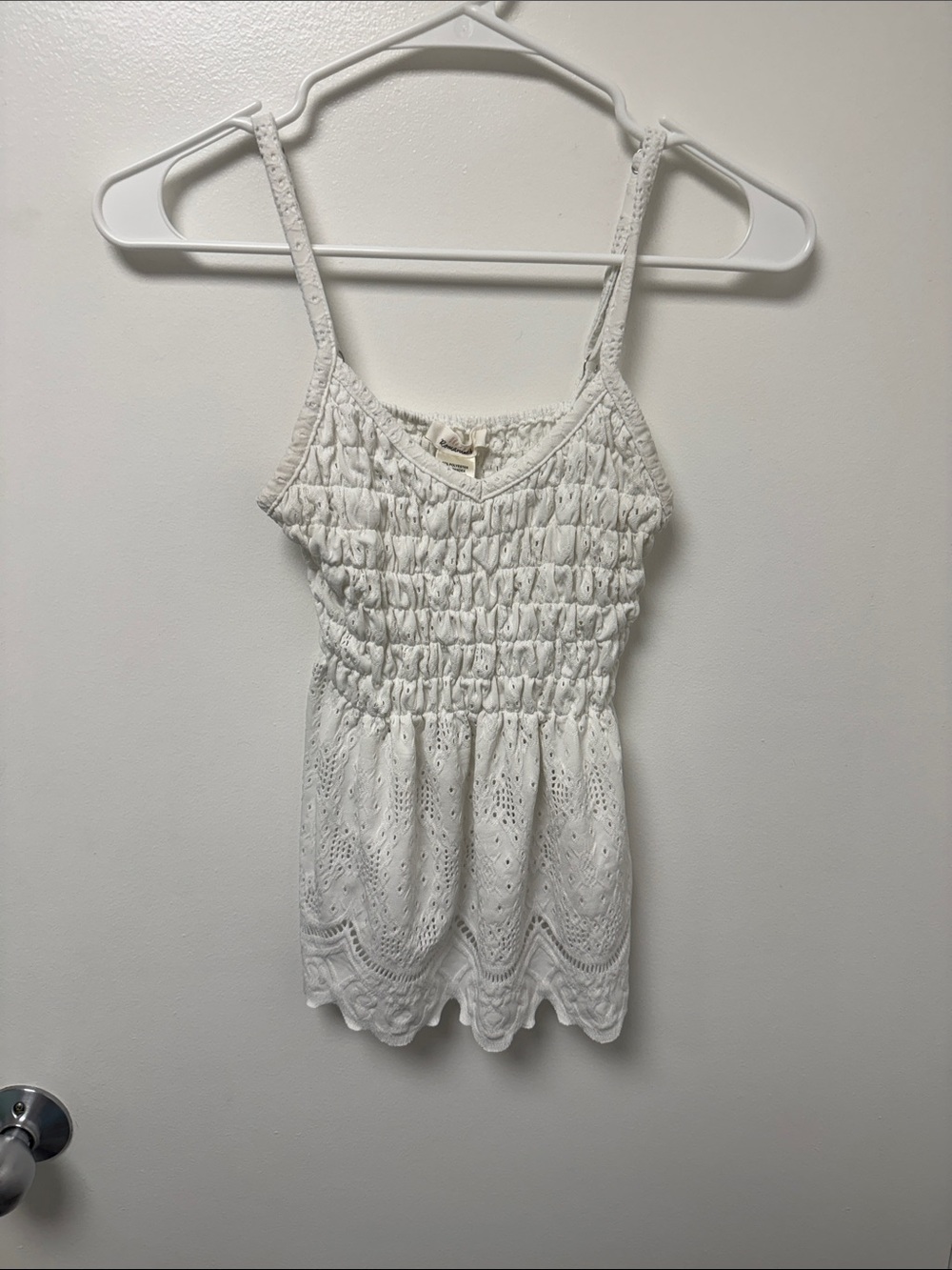 Urban Romantics Smocked Eyelet Cami Top - White